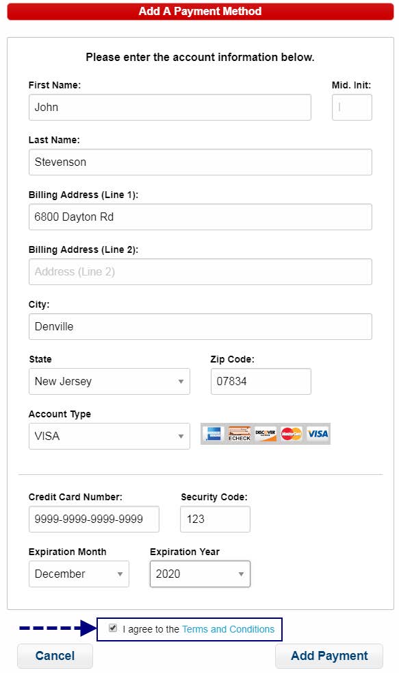adding a payment method